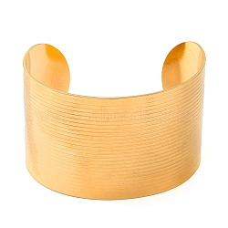 304 Stainless Steel Open Cuff Bangles for Women, Real 18K Gold Plated, Chunk Textured Ring, Inner Diameter: 2-3/8 inch(5.9cm), 40mm(BJEW-G711-01J-G)