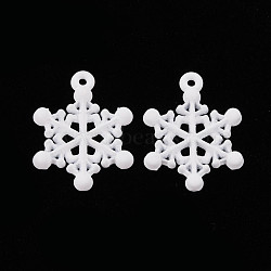 Spray Painted Alloy Pendants, Cadmium Free & Lead Free, Snowflake, White, 20.5x15.5x2.5mm, Hole: 1.2mm(PALLOY-Q433-023-RS)