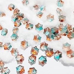 Transparent Glass Beads, Christmas Snowflake, Medium Aquamarine, 11.5x10.5x7.5mm, Hole: 1mm(GLAA-B007-01F)
