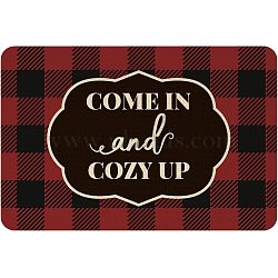 Linen and Rubber Ground Mat, Rectangle with Word COME IN and COZY UP, Red, Word, 40x60cm(AJEW-WH0142-016)