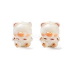 Plating Acrylic Beads, Straight Hole, Lucky Cat, PeachPuff, 15x13x13mm, Hole: 1.8mm(MACR-D037-01A)