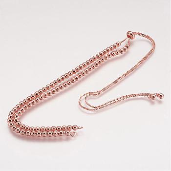 Brass Bead Chain Necklace Making, Real Rose Gold Plated, 15.5~16.5 inch(39~41cm)