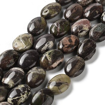 Natural Wealth Stone Jasper Beads Strands, Flat Oval, 17.5~18x12.5~13x6mm, Hole: 1.2mm, about 22pcs/strand, 15.55''(39.5cm)