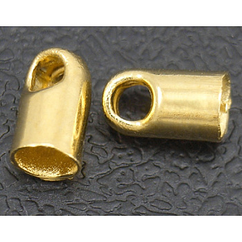 Brass Cord Ends, Golden, 4x1.8mm, Hole: 0.8mm, Inner Diameter: 1.2mm