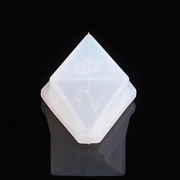 Silicone Dice Molds, Resin Casting Molds, For UV Resin, Epoxy Resin Jewelry Making, Polygon Dice, White, 25x30x21mm, Lid: 23.5x27x3.5mm, Base: 20x29x24mm