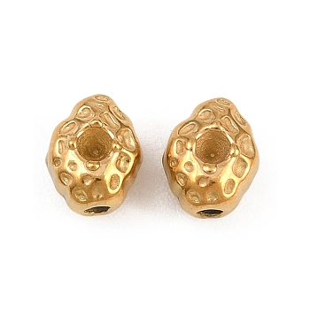 304 Stainless Steel Beads, Geometry, Real 18K Gold Plated, Ion Plating(IP), Rhombus, 8x7x6mm, Hole: 1.6mm