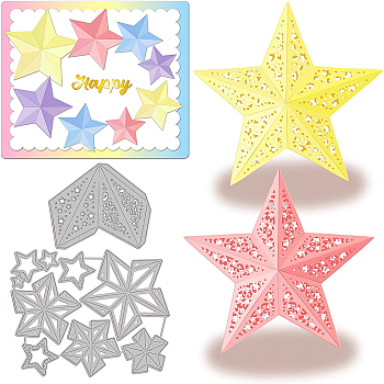 2Pcs 2 Styles Carbon Steel Cutting Dies Stencils, for DIY Scrapbooking, Photo Album, Decorative Embossing Paper Card, Stainless Steel Color, Star Pattern, 8~12.4x6.7~9.9x0.08cm, 1pc/style