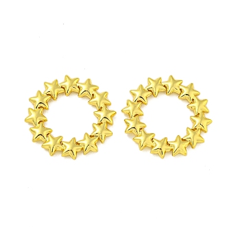 304 Stainless Steel Linking Rings, Star Ring, Real 18K Gold Plated, 24x3mm, Inner Diameter: 13mm