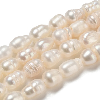 Nbeads Grade A Natural Cultured Freshwater Pearl Beads Strands, for Mother's Day Gift, Rice, White, 5.6~7x4~5mm, Hole: 0.8mm, about 27pcs/strand, 7.09''(18cm), 4 stands