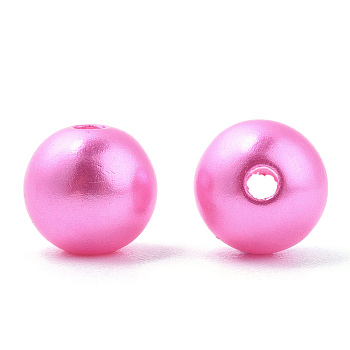 Spray Painted ABS Plastic Imitation Pearl Beads, Round, Hot Pink, 8x9.5mm, Hole: 1.8mm, about 2080 pcs/500g