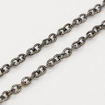 Iron Cable Chains, Unwelded, Oval, Lead Free and Nickel Free, Gunmetal Color, 3x2x0.5mm