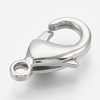 304 Stainless Steel Lobster Claw Clasps, teardrop, Stainless Steel Color, 13x8x4mm, Hole: 1.6mm