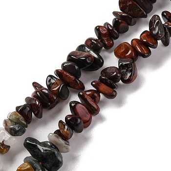 Natural Eagle Eye Stone & Tiger Eye & Dyed Red Tiger Eye Beads Strands, Chip, 4~17x4~10x1~8mm, Hole: 0.8~1mm, about 15.35~16.14 inch(39~41cm)