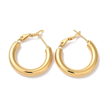 Ion Plating(IP) 304 Stainless Steel Hoop Earrings for Women, Golden, 29x25mm