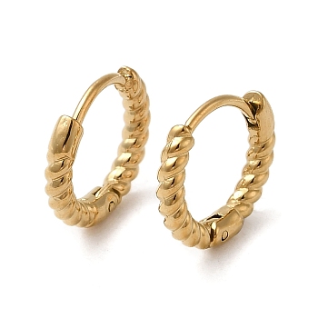 304 Stainless Steel Croissant Hoop Earrings for Women, Real 18K Gold Plated, 11.5x2x12.5mm