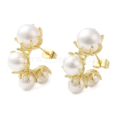 White Flower Brass Stud Earrings
