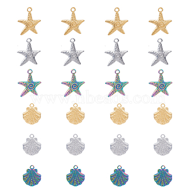 Mixed Color Shell Shape 304 Stainless Steel Pendants
