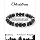 bracelets extensibles en perles rondes d'obsidienne naturelle pour femmes et hommes(IS6879-6)-1