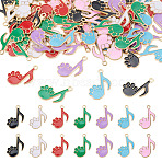 70Pcs 7 Colors Alloy Enamel Pendants, Golden, Musicial Note with Cat Paw Print Charms, Mixed Color, 25x17x1.2mm, Hole: 2mm, 10pcs/color(ENAM-TA0003-70)