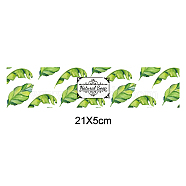 Handmade Soap Paper Tag, Both Sides Coated Art Paper Tape with Tectorial Membrane, Rectangle with Leaf/Flower Pattern & Word, for Soap Packaging, Green, 210x50mm(DIY-WH0243-068)