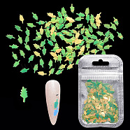 Shining Nail Art Glitter, Manicure Sequins, DIY Sparkly Paillette Tips Nail, Leaf, Light Green, 7x3x0.2mm, about 2g/bag(MRMJ-Q072-52A)