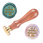 Wax Seal Stamp Set, Sealing Wax Stamp Solid Brass Head,  Wood Handle Retro Brass Stamp Kit Removable, for Envelopes Invitations, Gift Card, Birthday Themed Pattern, 83x22mm(AJEW-WH0208-520)