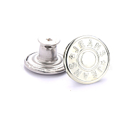 Alloy Button Pins for Jeans, Nautical Buttons, Garment Accessories, Round with Word, Platinum, 17mm(PURS-PW0009-01K-01P)