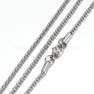 304 Stainless Steel Popcorn Chain Necklaces, with Lobster Claw Clasps, Stainless Steel Color, 19.4 inch(49.5cm), 2.4mm(STAS-G083-20P)
