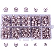 PandaHall Elite Eco-Friendly Dyed Glass Pearl Round Pearlized Bead, Rosy Brown, 5~10mm, Hole: 1.2~1.5mm, about 340pcs/box(HY-PH0009-RB085)