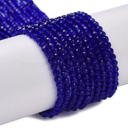 Transparent Glass Beads Strands, Faceted Round, Medium Blue, 2mm, Hole: 0.8mm, about 175pcs/strand, 14.06~14.17 inch(35.7~36cm)(GLAA-H021-04-09)