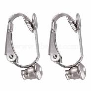 Brass Clip-on Earring Converters Findings, for Non-Pierced Ears, Platinum, 19x6x9mm, Hole: 1mm(KK-Q115-N)