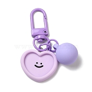Cartoon Smiling Face Acrylic Pendant Keychain, with Candy Ball Charm and Alloy Finding, for Car Bag Decoration, Heart, 62~67mm(KEYC-D017-01E)