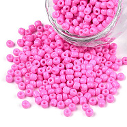 Baking Paint Glass Seed Beads, Hot Pink, 12/0, 1.5~2mm, Hole: 0.5~1mm, about 30000pcs/bag(SEED-S001-K2)
