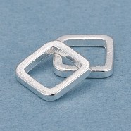 Brass Linking Rings, Long-Lasting Plated, Square, 925 Sterling Silver Plated, 6x6x1mm, Inner Diameter: 4x4mm(KK-Y003-01A-S)