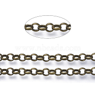 Brass Rolo Chains, Belcher Chains, Soldered, Cadmium Free & Nickel Free & Lead Free, Antique Bronze, 4.5x1.2mm, about 6.56 Feet(2m)/roll(X-CHC-S008-002A-AB)