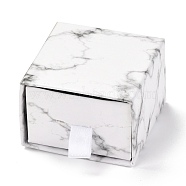 Square Paper Drawer Box, with Black Sponge & Polyester Rope, Marble Pattern, for Bracelet and Rings, WhiteSmoke, 5.2x5.05x3.4cm(CON-J004-03A-02)