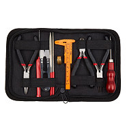 DIY Jewelry Tool Sets, with Wire-Cutter Plier, Round Nose Plier, Side Cutting Plier, Brass Rings, Crochet Hook Needles, Scissor, Bead Awls, Vernier Caliper, Files, Colorful, 15.5x11.5x3cm, 10pcs/set(TOOL-S010-01)