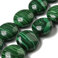 Synthetic Malachite Beads Strands, Flat Round, 14x7mm, Hole: 0.8mm, about 29pcs/strand, 15.75''(40cm)(G-B071-E01-01)