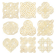 Nickel Decoration Stickers, Metal Resin Filler, Epoxy Resin & UV Resin Craft Filling Material, Religion Theme, Knot Pattern, 40x40mm, 9 style, 1pc/style, 9pcs/set(DIY-WH0450-015)