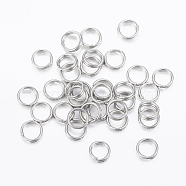 304 Stainless Steel Split Rings, Double Loops Jump Rings, Stainless Steel Color, 5x1mm, about 4mm inner diameter(STAS-H413-04P-B)