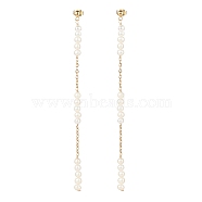 Natural Pearl Beaded Long Chain Dangle Stud Earrings, 304 Stainless Steel Tassel Drop Earrings for Women, Golden, 120mm, Pin: 0.7mm(EJEW-JE04932)