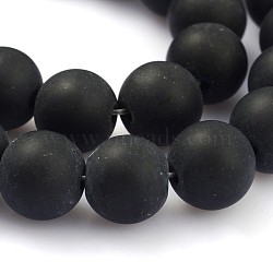 Frosted Glass Round Bead Strands, Black, 10mm, Hole: 1mm, about 33pcs/strand, 11.8 inch(GLAA-J079-02-10mm)