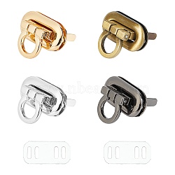 Zinc Alloy Bag Twist Lock Clasps, Handbags Turn Lock, Cadmium Free & Lead Free, Oval, Mixed Color, 21.5x30x29.5mm, 4 colors, 2sets/color, 8sets(PALLOY-CA0001-46-RS)