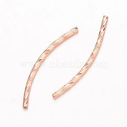 Curved Brass Tube Beads, Real Rose Gold Plated, 30x1.5mm, Hole: 1mm(KK-D508-05RG)