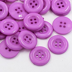 Acrylic Shirt Buttons, Plastic Sewing Buttons for Costume Design, 4-Hole, Dyed, Flat Round, Medium Orchid, 18x2.5mm, Hole: 1mm(BUTT-E075-B-02)