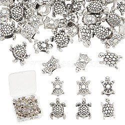 60pcs 6 style Alloy European Beads, Large Hole Beads, Tortoise, Antique Silver, 12~16x8~12x7~10mm, Hole: 4.5~5.5mm, 10pcs/style(FIND-AR0004-04)