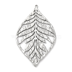 Anti-Tarnish 304 Stainless Steel Big Pendants, Leaf Charm, Stainless Steel Color, 50.5x30x1mm, Hole: 1.2mm(STAS-D194-10S)