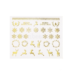 Nail Art Stickers, Self-adhesive, For Nail Tips Decorations, Christmas Theme, Gold, 6.3x5.2cm(MRMJ-Q042-Y17-01)