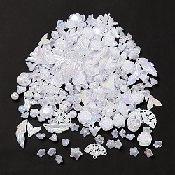DIY Imitation Pearl Style Jewelry Making Finding Kit, Including Plastic Bead & Cabochon & Link & Pendants, Butterfly/Fan/Flower/Fishtail/Round Shapes, White, 6~40x10~40x2.5~12mm, Hole: 1.4~3.2mm, about 645pcs/500g(KY-F020-02F)