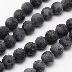 Natural Larvikite Beads Strands, Frosted, Round, 6mm, Hole: 0.8mm, about 60pcs/strand, 14.1 inch(X-G-D692-6mm)
